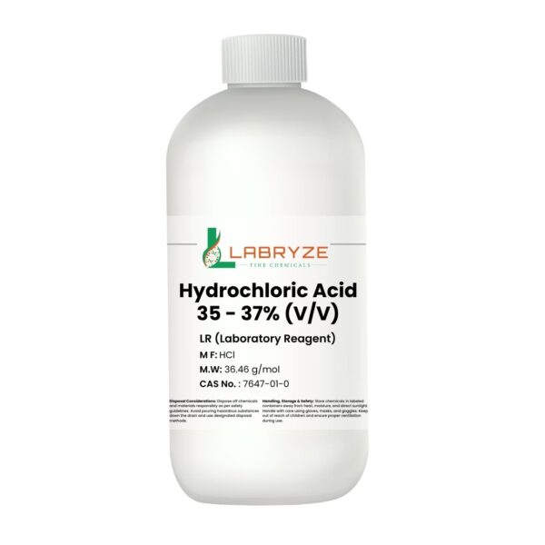 Hydrochloric Acid, 35–37% (500 mL) – CAS No. 7647-01-0