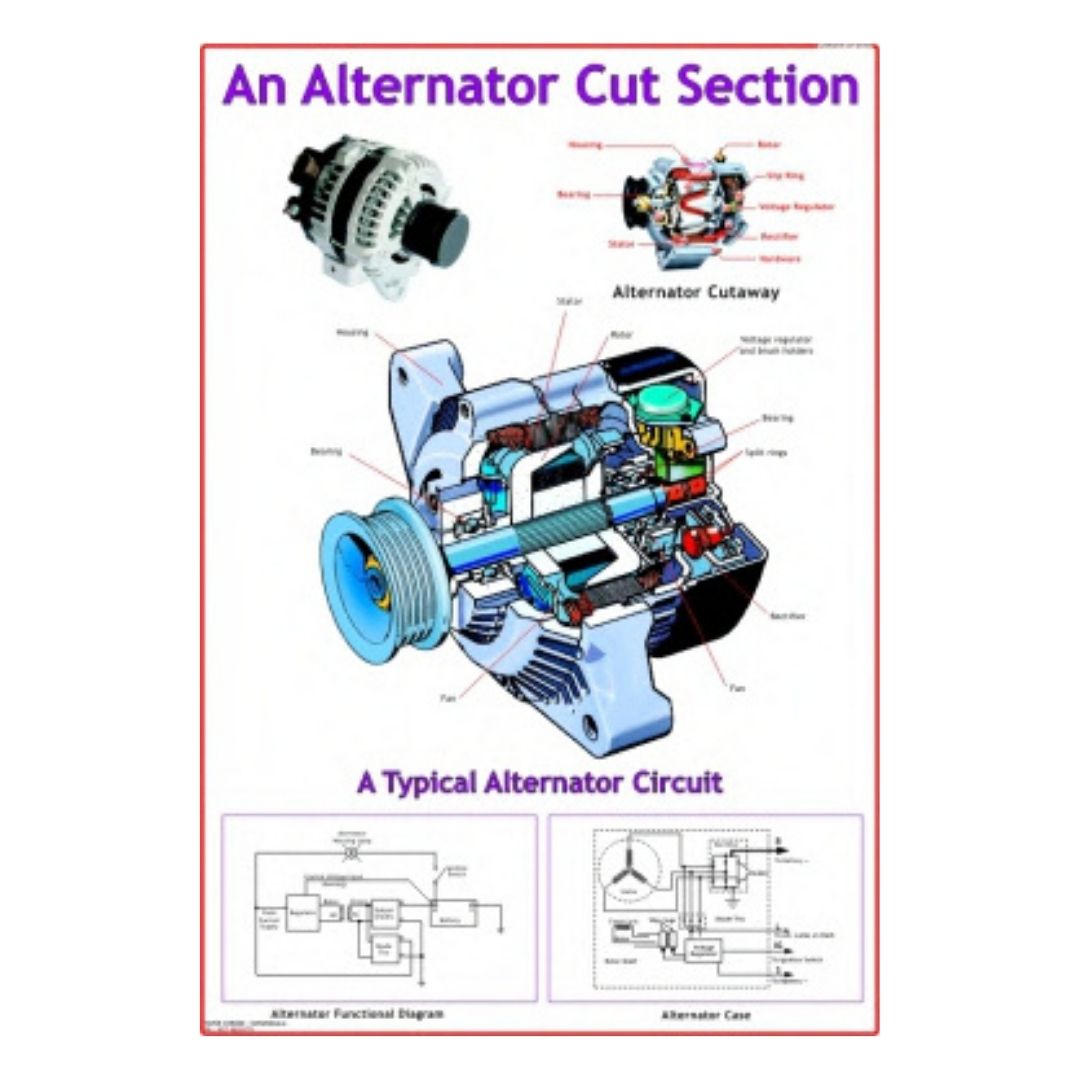 An Alternator Cut Section Educational Chart – Laminated Paper (70 x 100 cm)