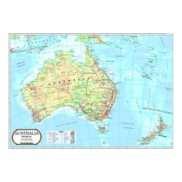 Australia Political Map for Classroom & Office - Detailed Continent Geography Map - Durable Laminated Paper