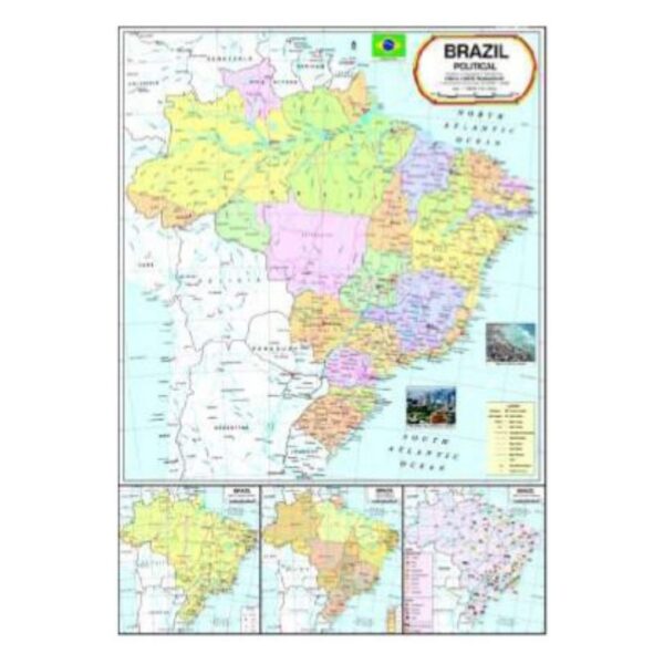 Brazil Political Map - Detailed Wall Map for Classroom & Office Reference - Durable Laminated Paper Poster