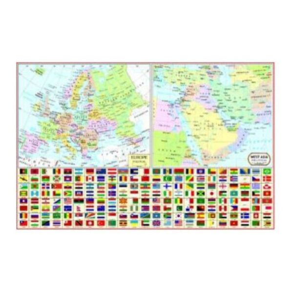 Europe and Middle East Map with Country Flags - Laminated Educational Wall Chart Poster for Kids, Classroom, and Home Study!