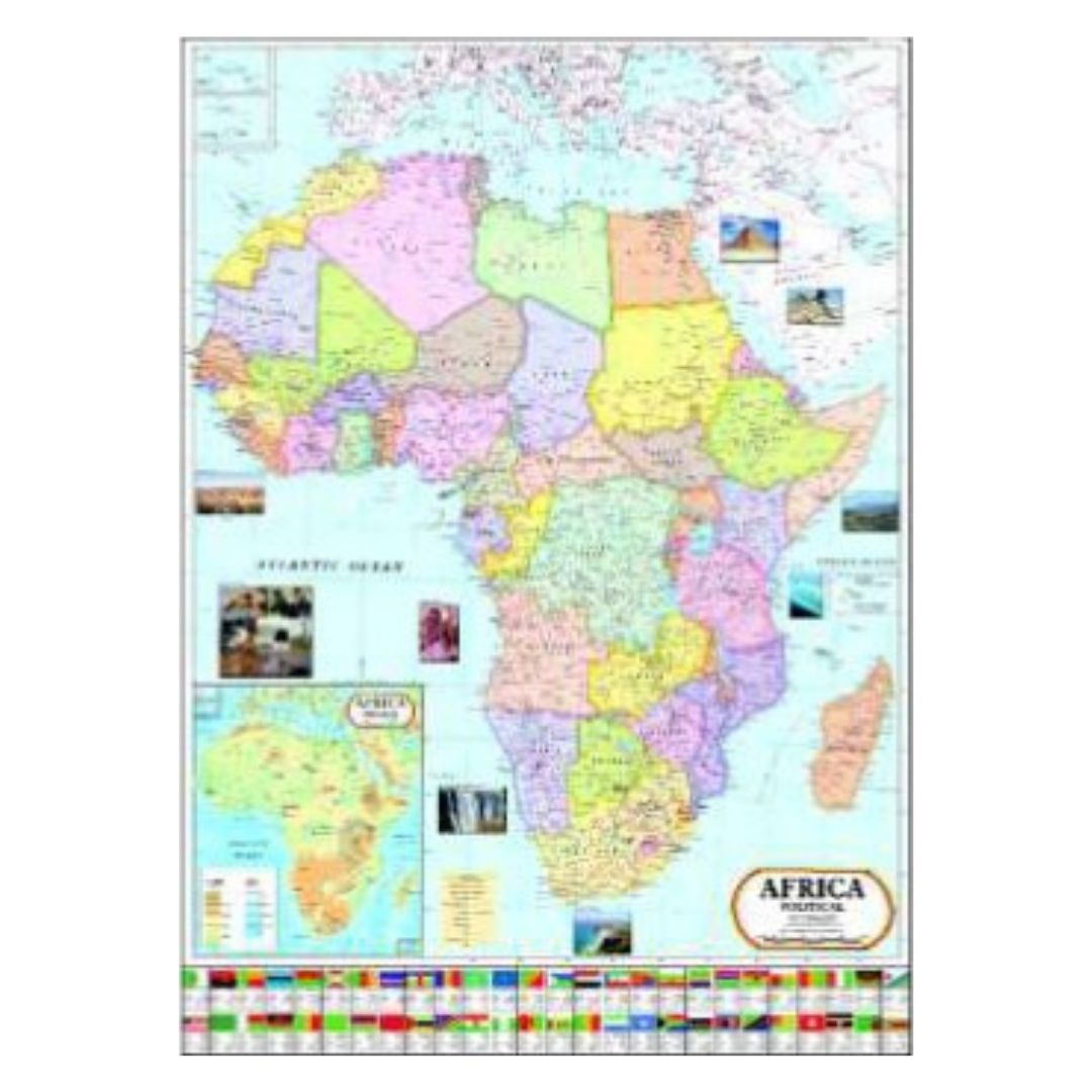 Extra Large Africa Political Map - Detailed Classroom & Office Continent Wall Map - Durable Laminated Paper Finish