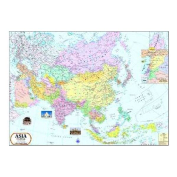 Extra Large Asia Political Map - Laminated Wall Map for Educational Reference & Office Use - Detailed World Geography Chart