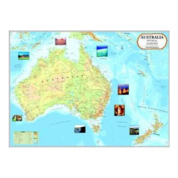 Extra Large Australia Physical Map - Detailed Topographic Wall Map for Classroom & Home - Laminated Paper Poster