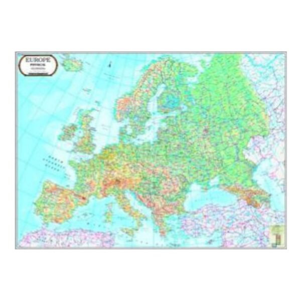 Extra Large Europe Physical Map - Wall Poster for Classroom & Home - Heavy Duty Laminated Paper