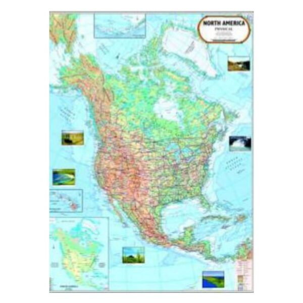 Extra Large North America Physical Map - Detailed Educational Wall Map for Classroom & Home - Durable Laminated Paper Poster