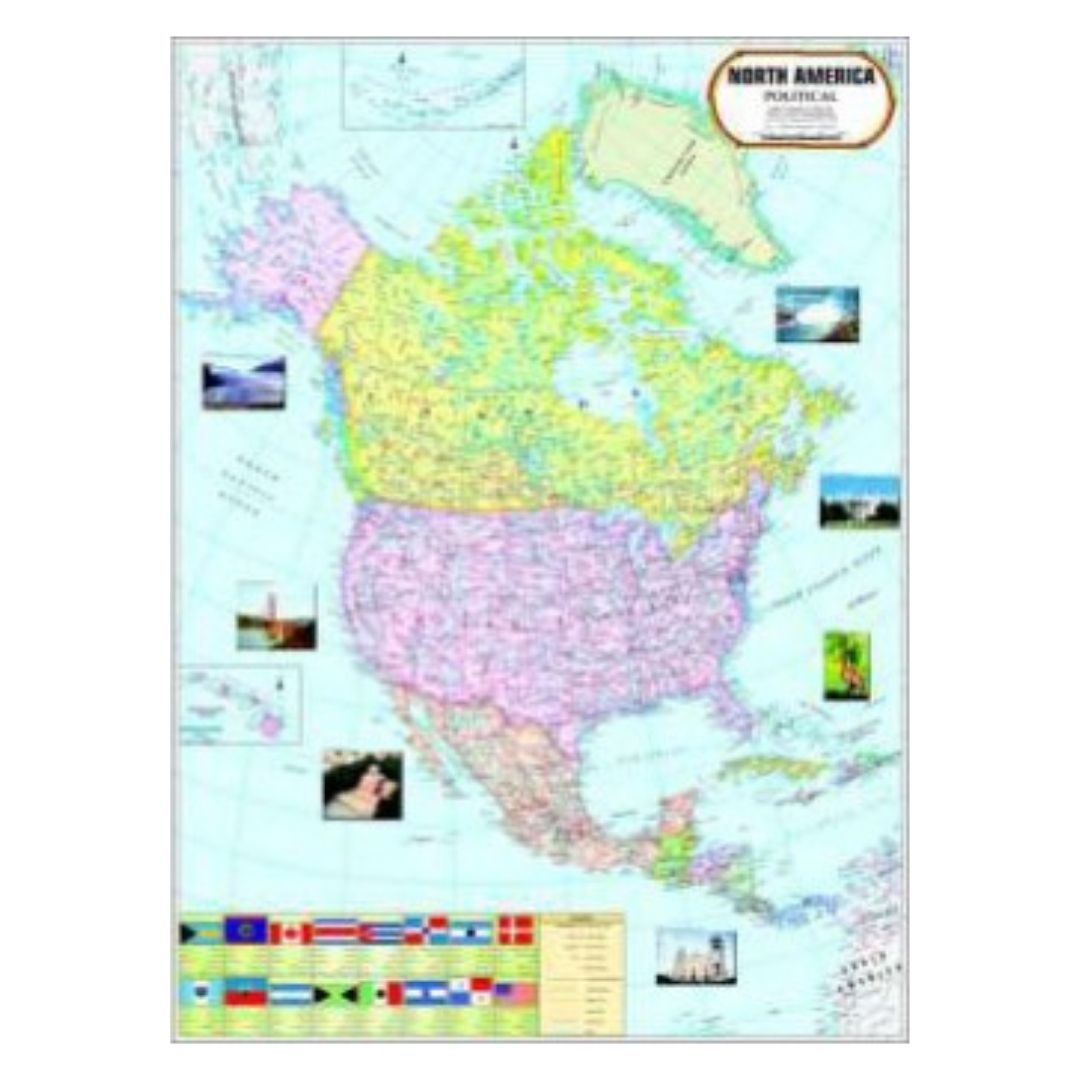 Extra Large North America Political Map - Highly Detailed Wall Map for Classroom, Office & Home - Durable Laminated Paper