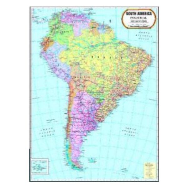 Extra Large South America Political Map - Educational Wall Map for Classroom & Office - Durable Laminated Paper
