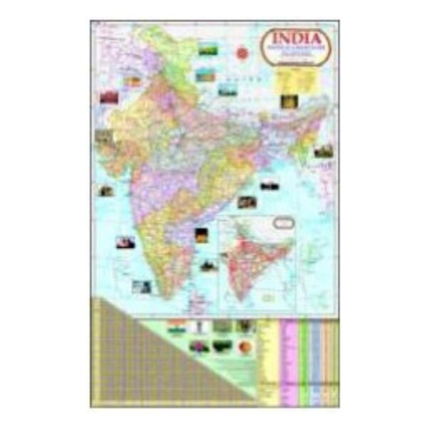 India Political Map Laminated Paper Wall Chart - Detailed Political Map of India with States & Capitals - High-Definition Wall Map for School, Office & Competitive Exam Prep