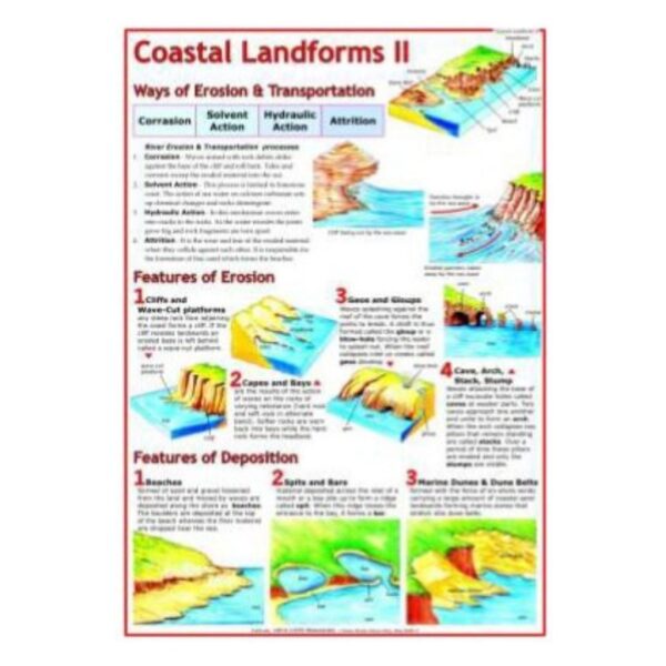Laminated Coastal Landforms II Geography Chart & Marine Science Poster for Classroom & Home Learning