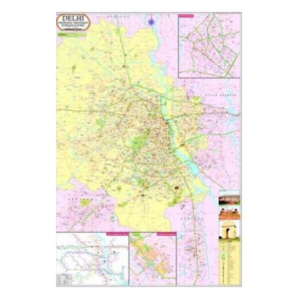 Large Delhi Political Map Wall Chart - Full State Border & Route Map for Students, Teachers & Office - Durable Laminated Paper