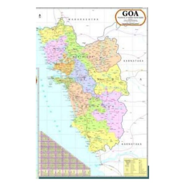 Large Goa Political State Map - Updated Reference & Educational Wall Map with Administrative Boundaries - Laminated Paper