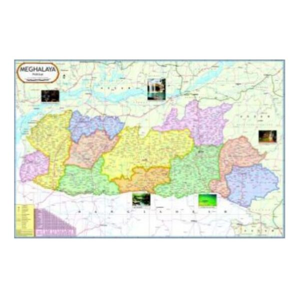 Large Meghalaya Political State Map - Detailed Wall Reference Map for Educational & Office Use - Premium Laminated Paper