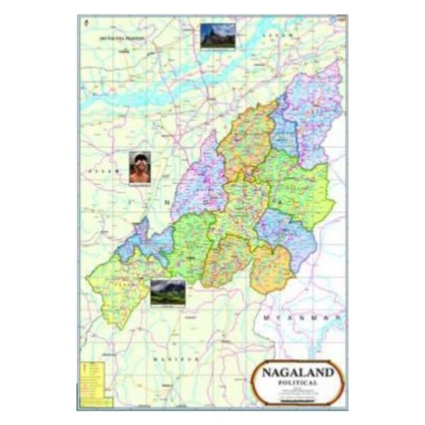 Large Nagaland Political State Map for Education, Office & Competitive Exams - Durable Laminated Paper Wall Map