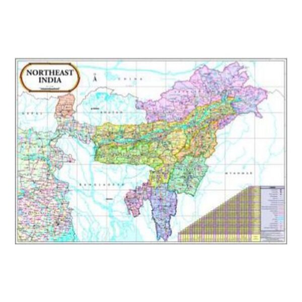Large Northeast India Political Map - Educational Regional Map with State Boundaries for Students & Classrooms - Durable Laminated Paper