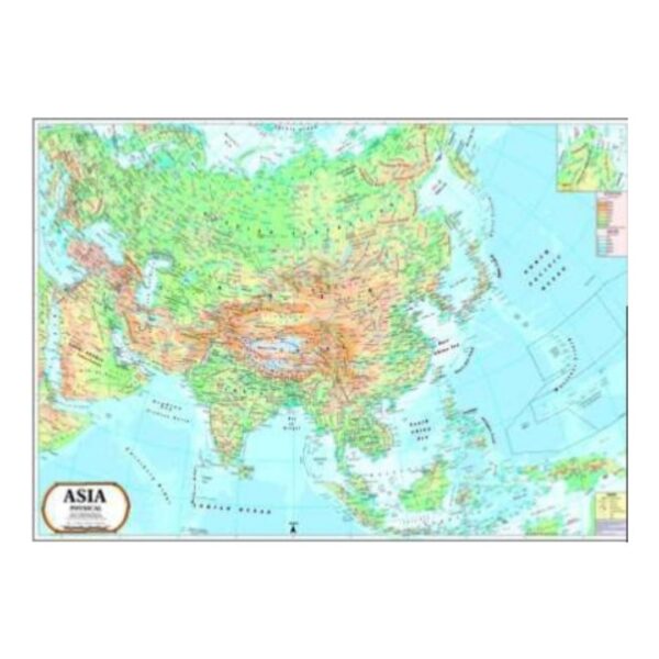 Large Physical Map of Asia - Laminated Educational Wall Map for Classrooms & Home