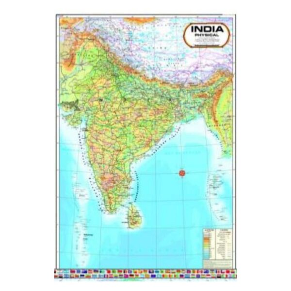 Large Physical Map of India - Laminated Wall Map for School, Office & Home Study - High-Detail Topographic Map