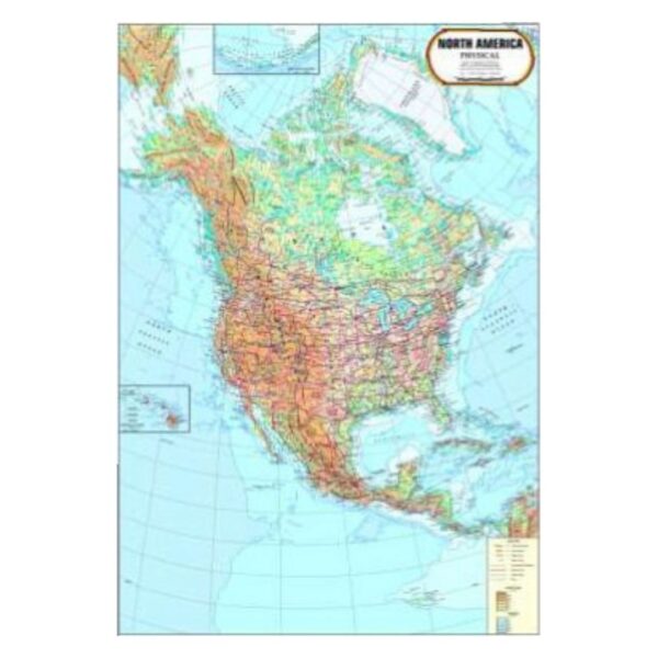 Large Political Continent Maps North America - Wall Map for Classroom, Office & Study - Laminated Paper Poster