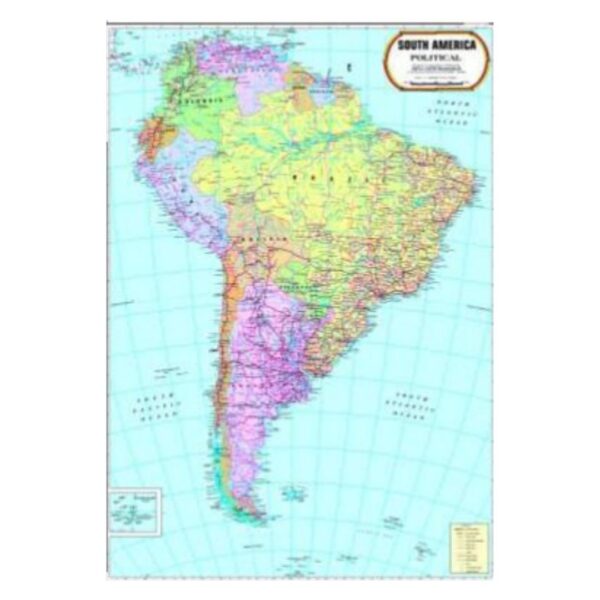 Large South America Political Map - Laminated Wall Map for Classroom, Home & Office Educational Reference