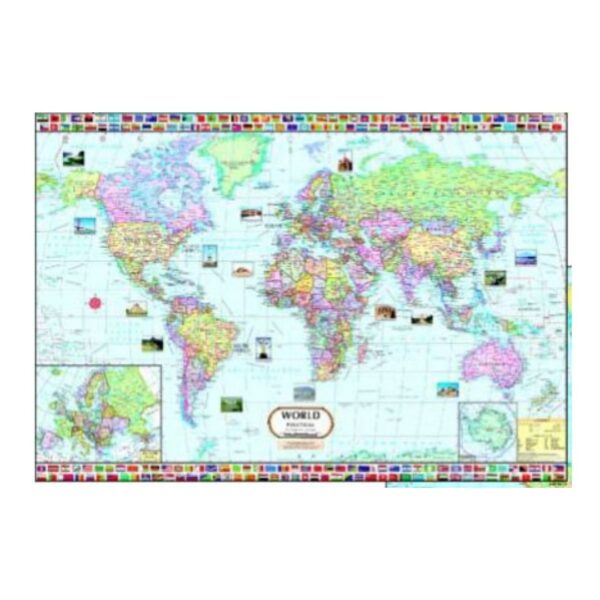 Large World Map Poster - Detailed Political Wall Map for Classroom, Office & Home Decor - Waterproof Laminated Paper