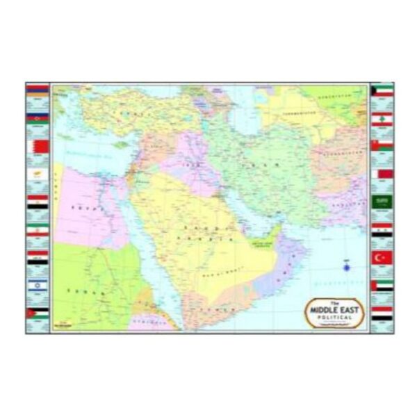Middle East Wall Map - Detailed Political Foreign Country Map for Home, Office & Classroom - Premium Laminated Paper Poster