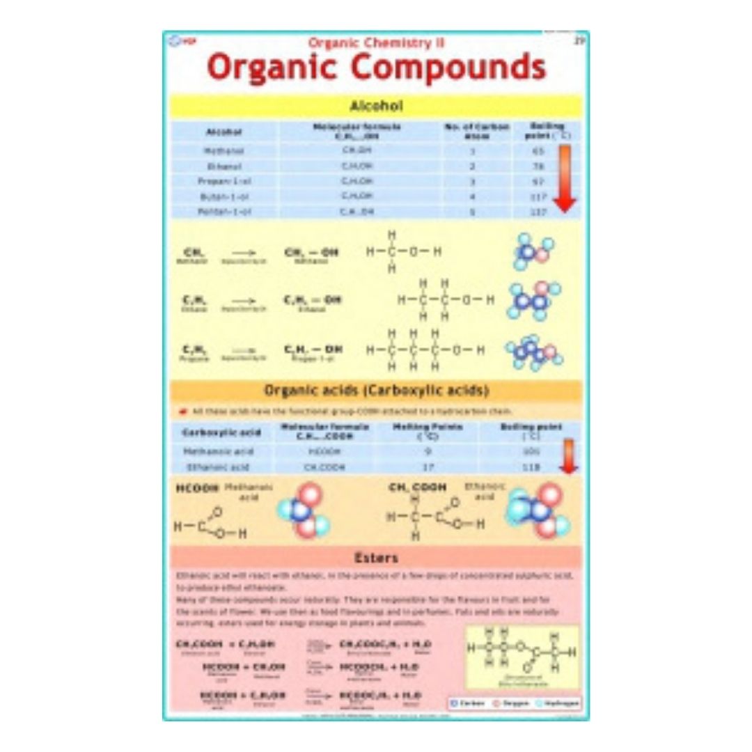 Organic Chemistry II - Organic Compounds Educational Chart – Laminated Paper (70 x 100 cm)