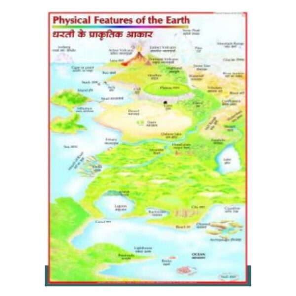 Physical Features of the Earth Chart - Laminated Paper Geography Wall Map Poster for Classroom, Homeschool & Kids Learning