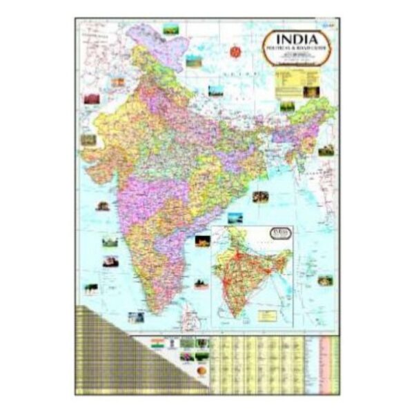 Political and Road Map of India - Detailed Thematic Travel Guide for Educational & Tourist Reference - Durable Laminated Paper