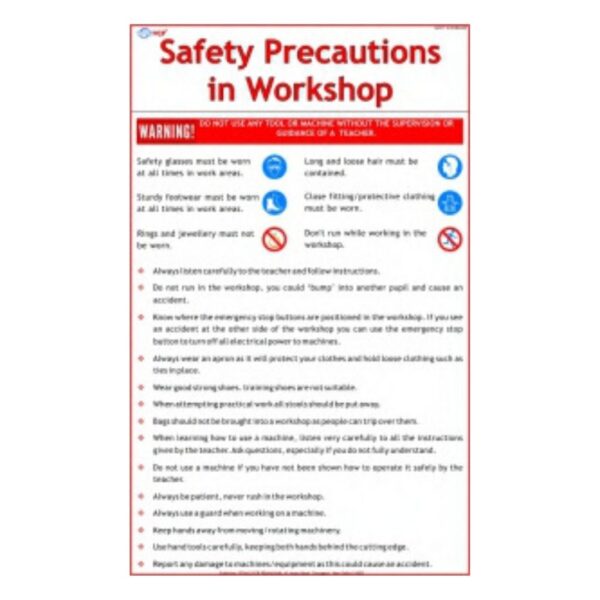 Safety Precaution in Workshop - Science Educational Chart – Laminated Paper