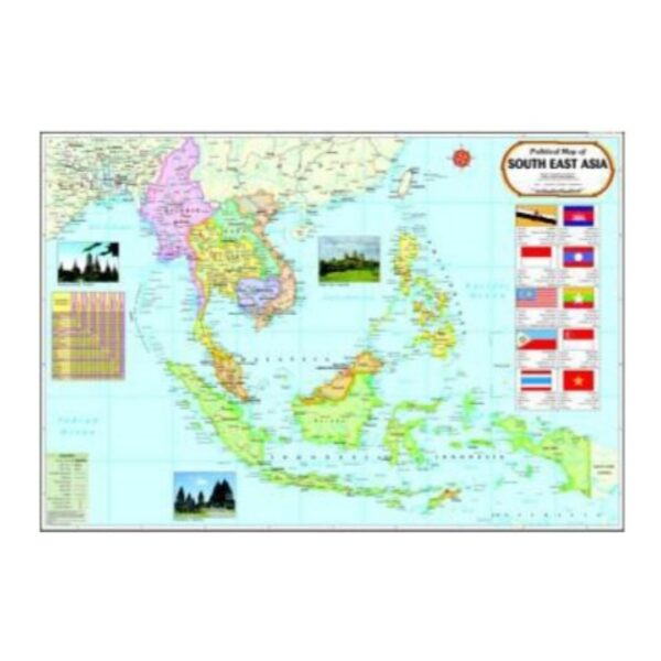 Southeast Asia Map Laminated Paper Wall Poster - Educational Regional Reference Map for Home, Office, and Classroom