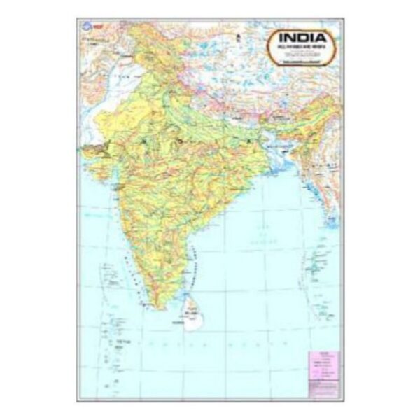 Thematic Maps of India_ Hill Ranges & Rivers _ Physical Topography Map for Students & Geography Study _ Durable Laminated Paper