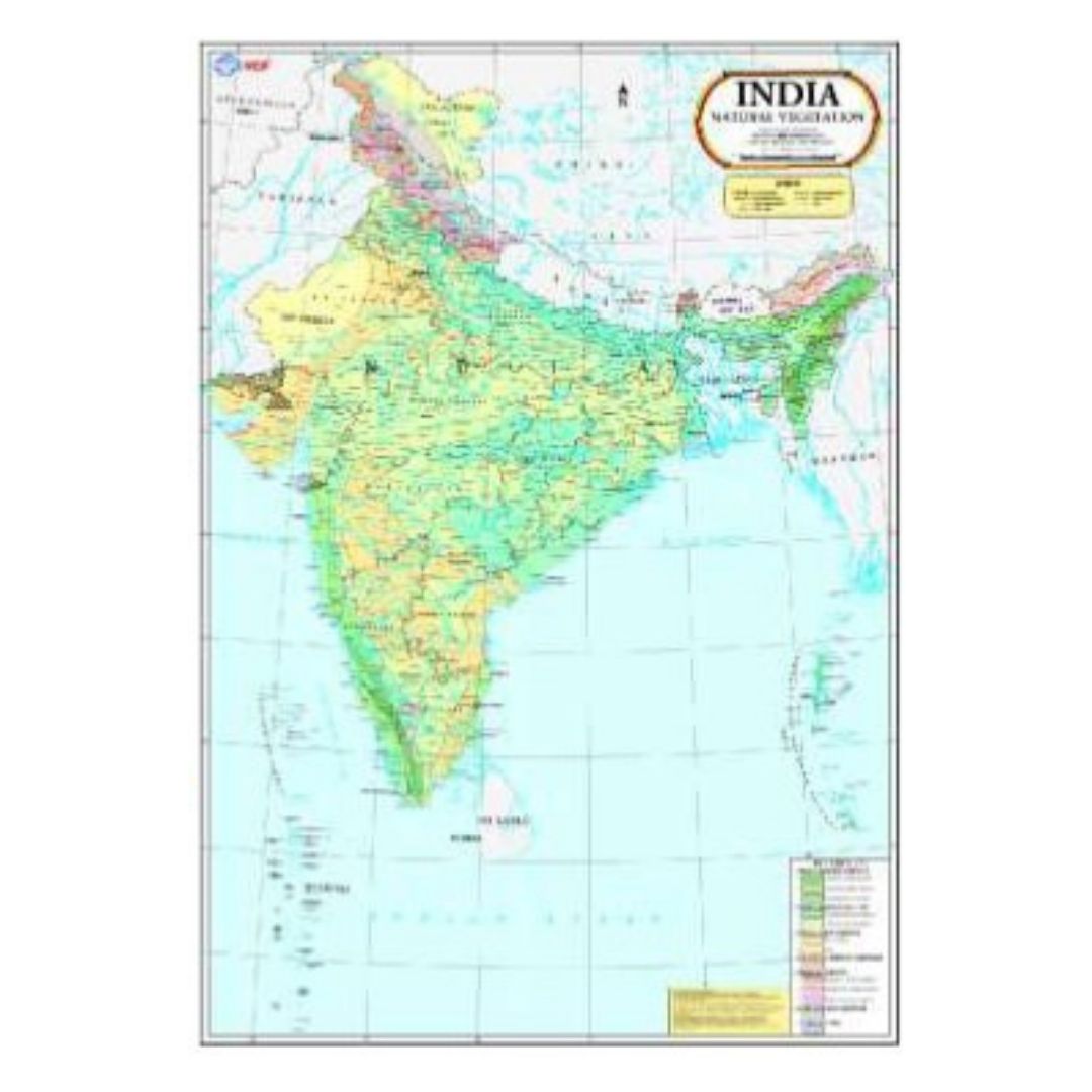 Thematic Natural Vegetation Map of India - Educational Wall Chart & Forest Types Map for Students, Teachers & Classrooms - Durable Laminated Paper