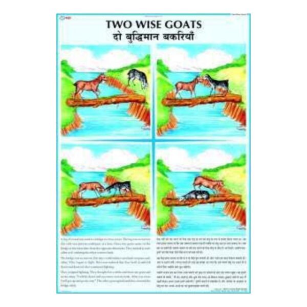 Two Wise Goats Moral Story Educational Chart for Kids – Early Learning Reading & Character Building Poster – Gloss Finish Homeschool & Classroom Decor