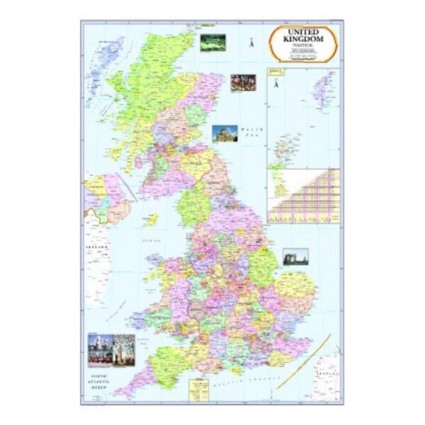 United Kingdom Wall Map Poster - Detailed Foreign Country Reference Map for Educational & Home Decor - Premium Laminated Paper