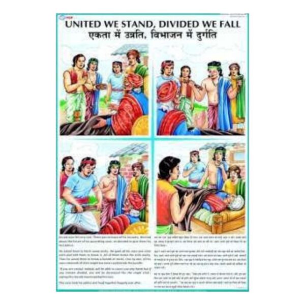 United We Stand Divided We Fall Patriotic Wall Chart – American Civics & History Poster for Elementary Classroom & Homeschool – Durable Gloss Finish