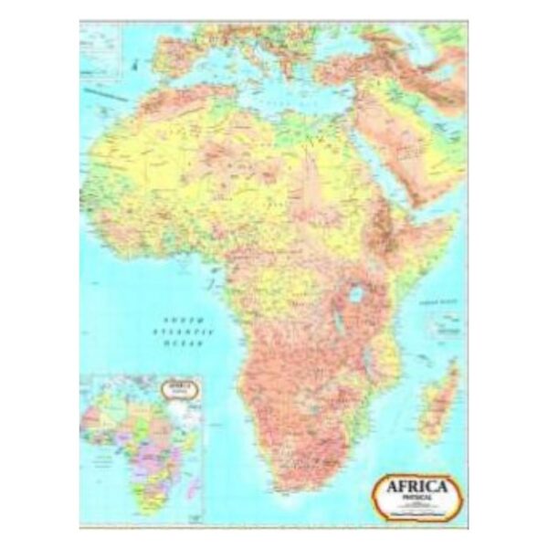 Vintage Africa Continent Map Poster - Framed Wall Art Print Decor for Living Room, Home Office & Classroom - Printed Premium Canvas