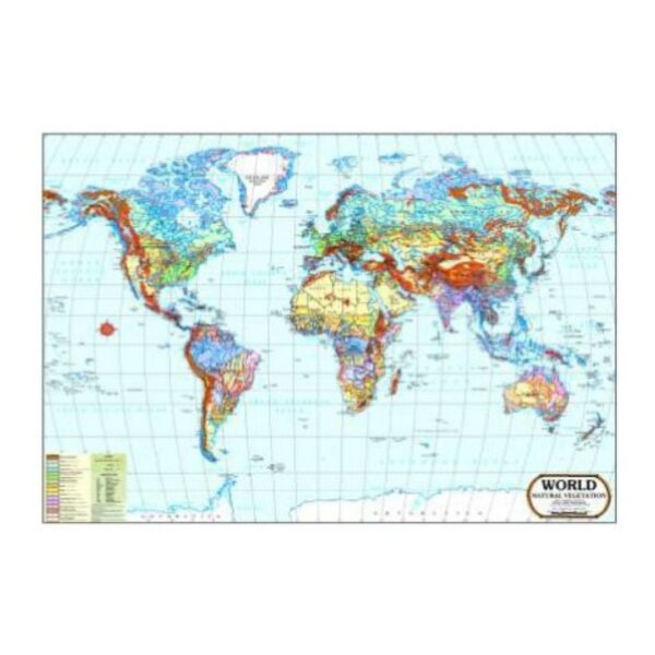 World Natural Vegetation Map - Laminated Paper Thematic World Map Poster for Classroom & Home Study - Wall Art Educational Reference