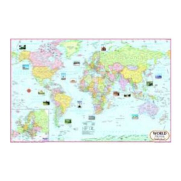 World Political Map, Detailed Laminated Wall Chart for Home, Office & Classroom, Clear Country Borders & Capitals, Durable Heavy-Duty Paper