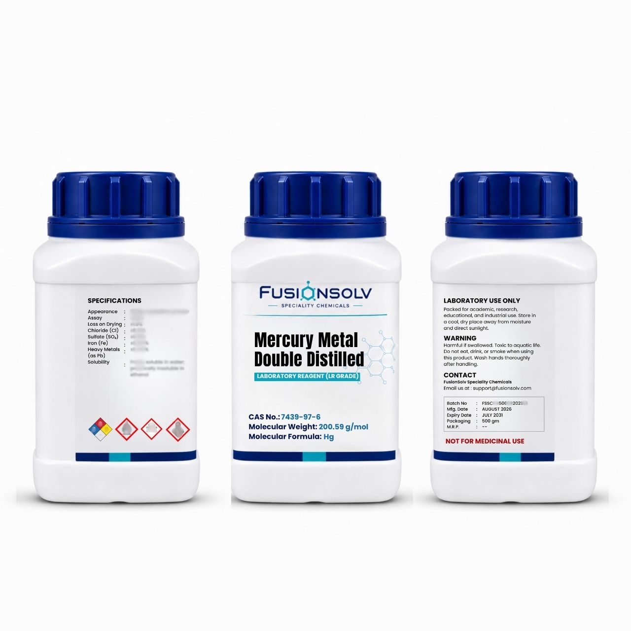 Mercury Metal Double Distilled - 500gm Packs